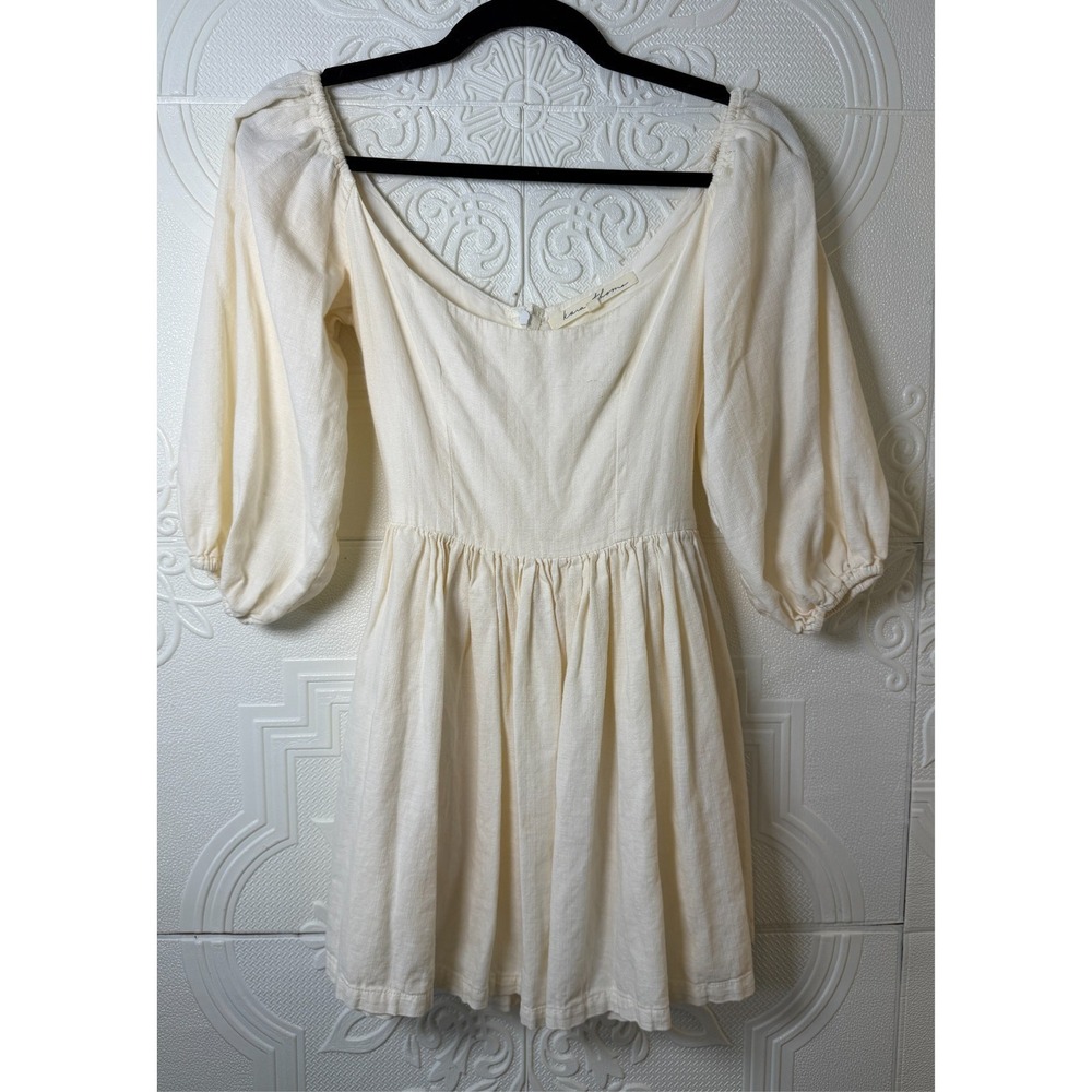 Beach DRESS Kara‎ Thoms Magnolia/Bellflower style mini dress  Ivory Sz XS